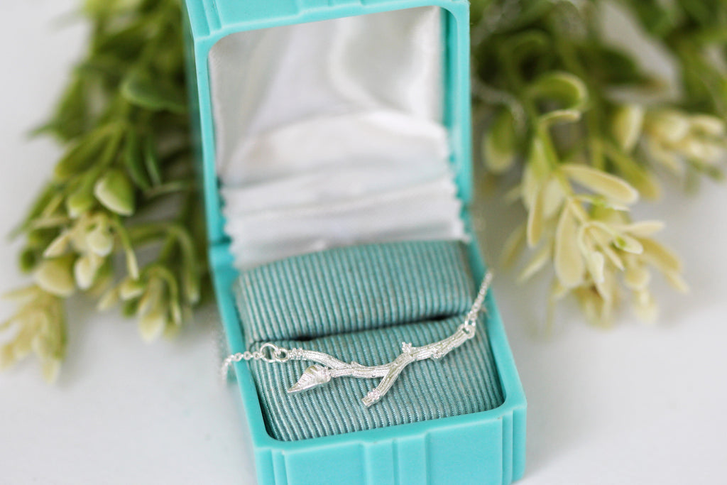 Crystals Branch with Leaf Necklace