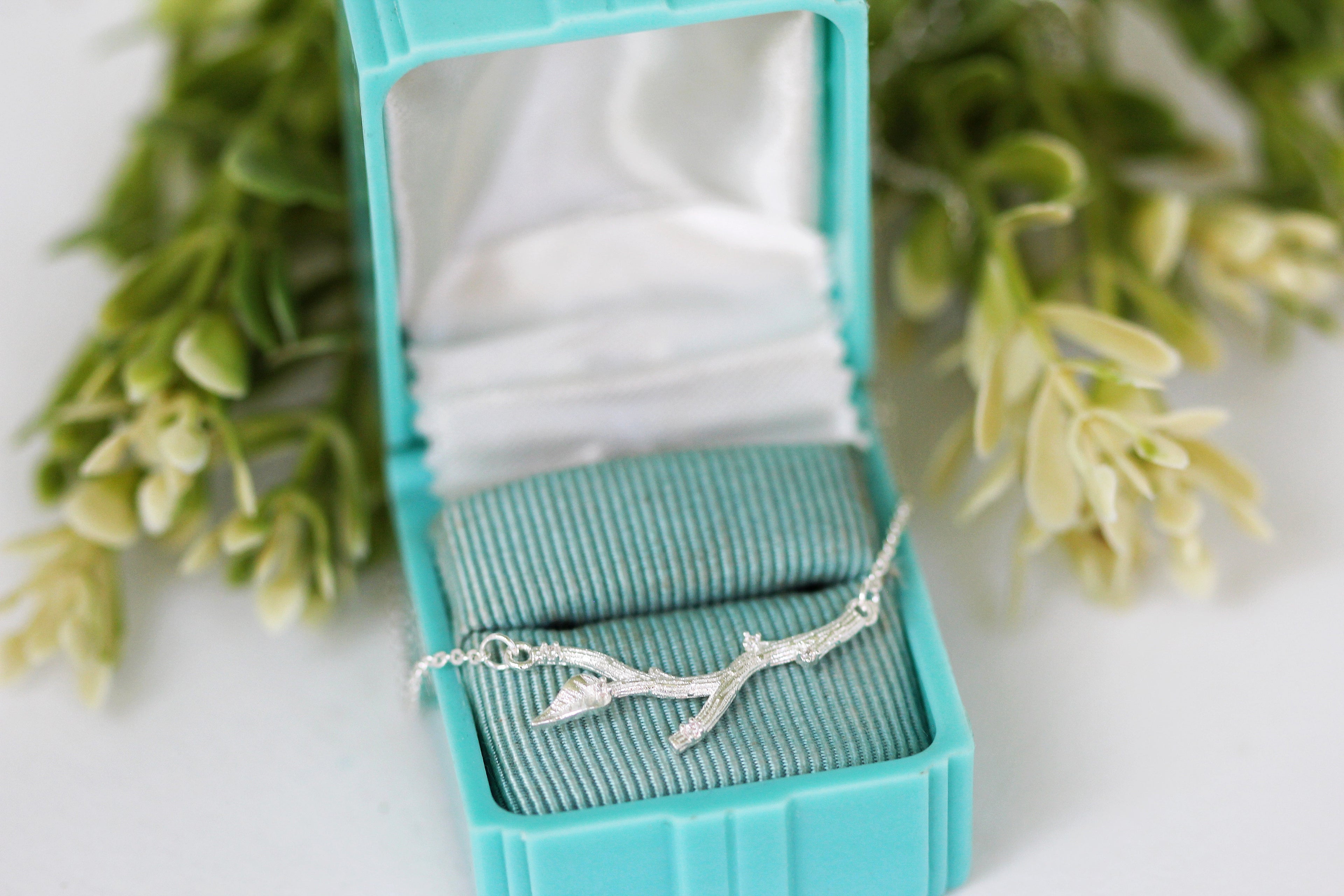 Crystals Branch with Leaf Necklace