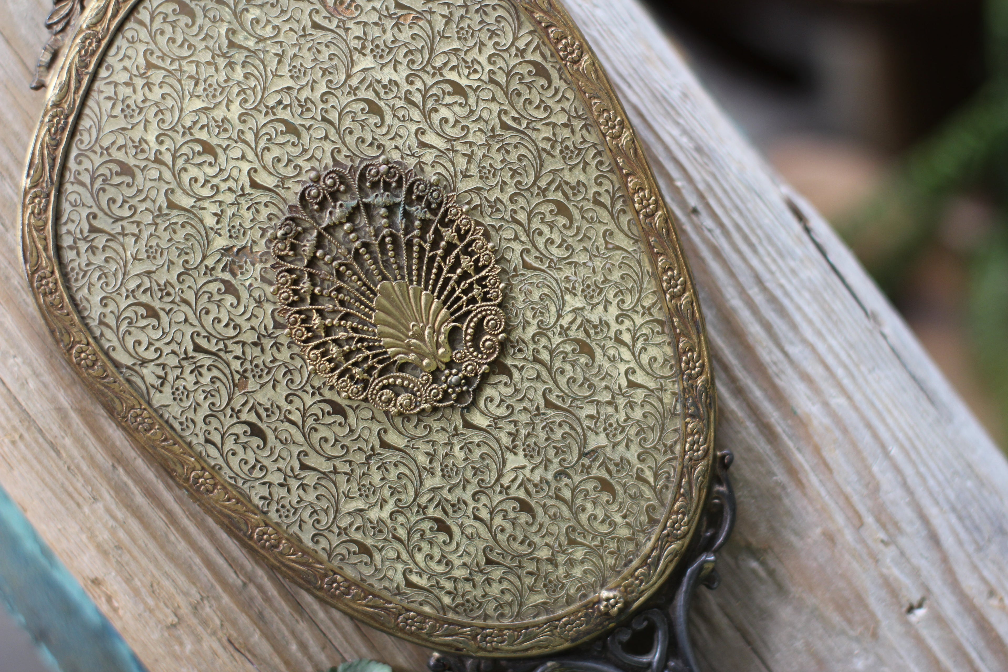 Antique Seashell Nautical Hand Mirror