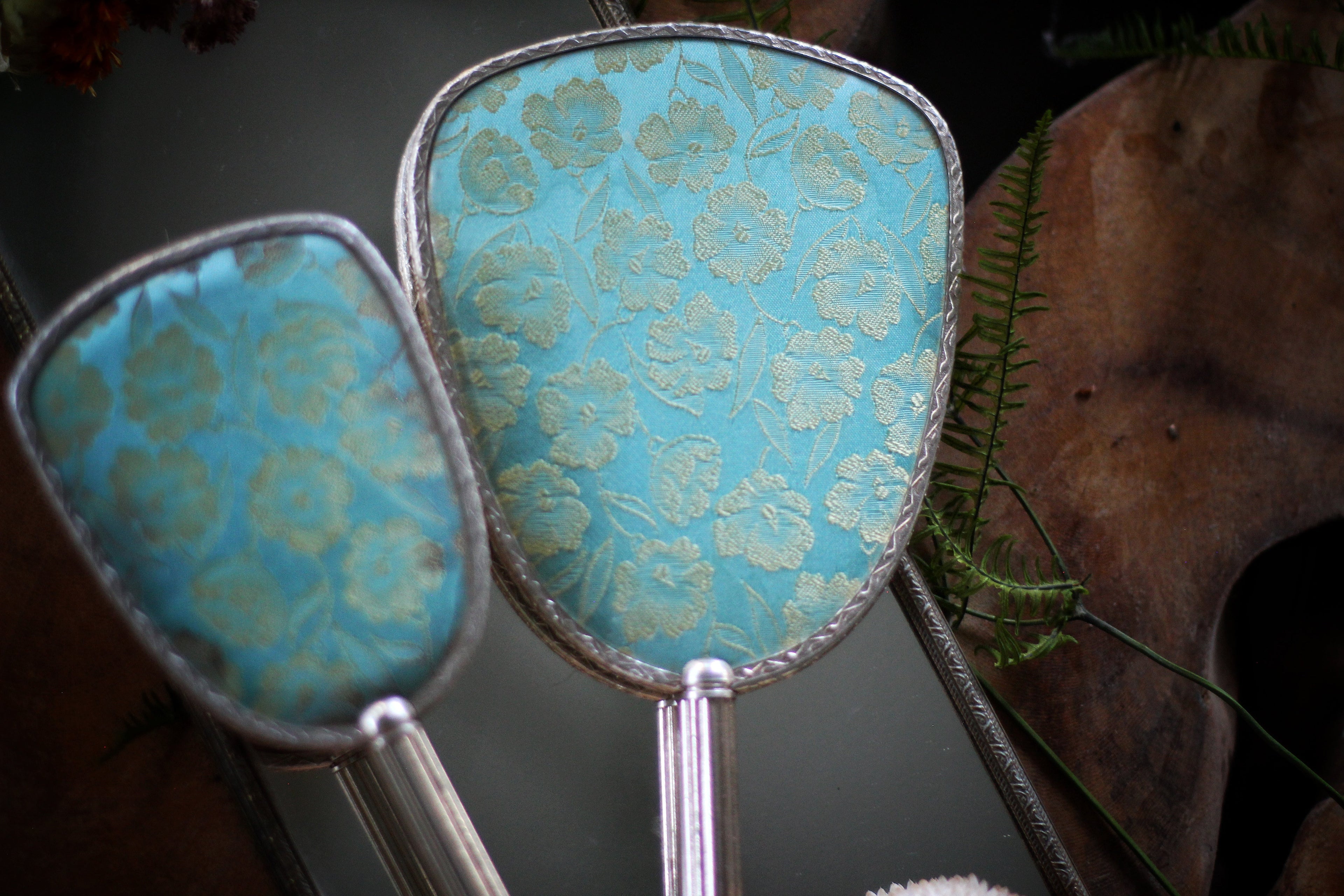 Antique Turquoise Floral Vanity Set