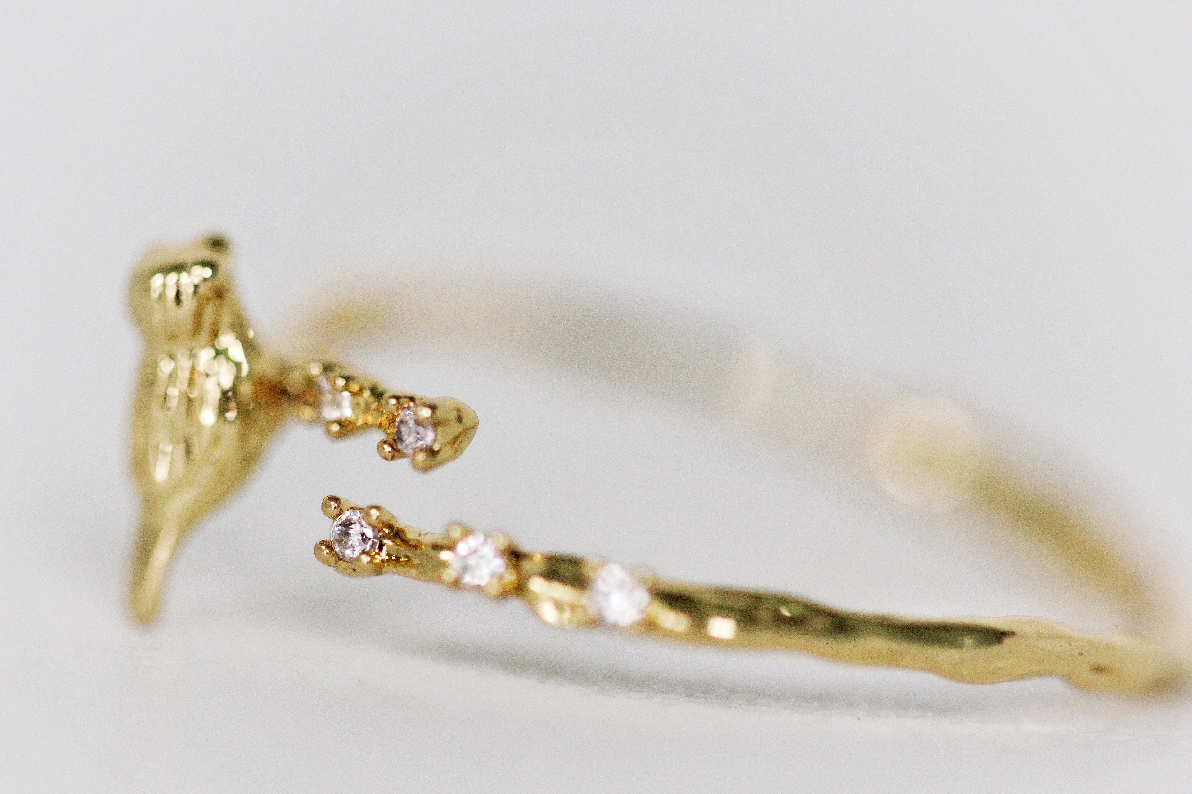 Birds Sitting on a Branch w/ Crystals Ring