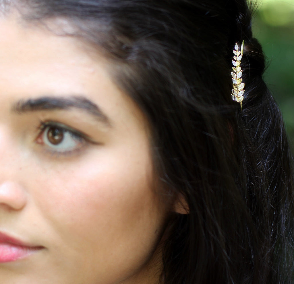 Crystal Leaves Hair Prong