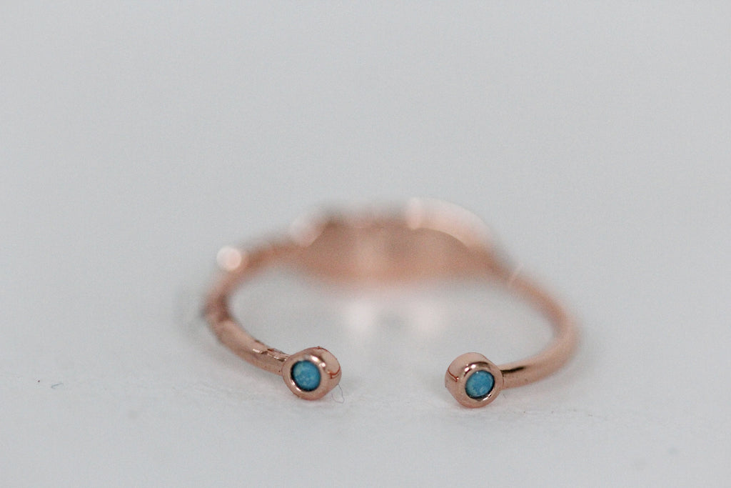 Bohemian Feather Ring with Crystals / Turquoise