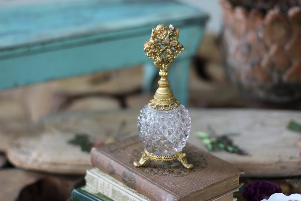 Antique Rare Stylebuilt Rose Glass Perfume Bottle