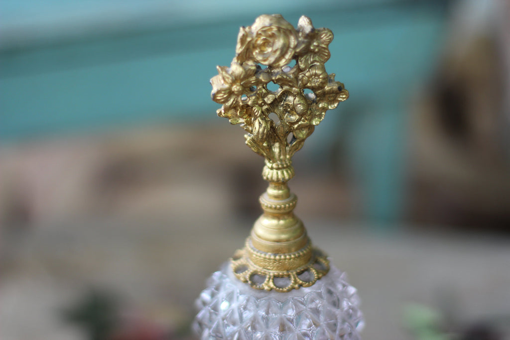 Antique Rare Stylebuilt Rose Glass Perfume Bottle