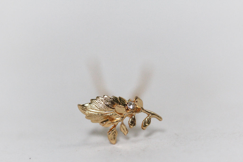 Gia Twig Crystal Leaf Hair Pin