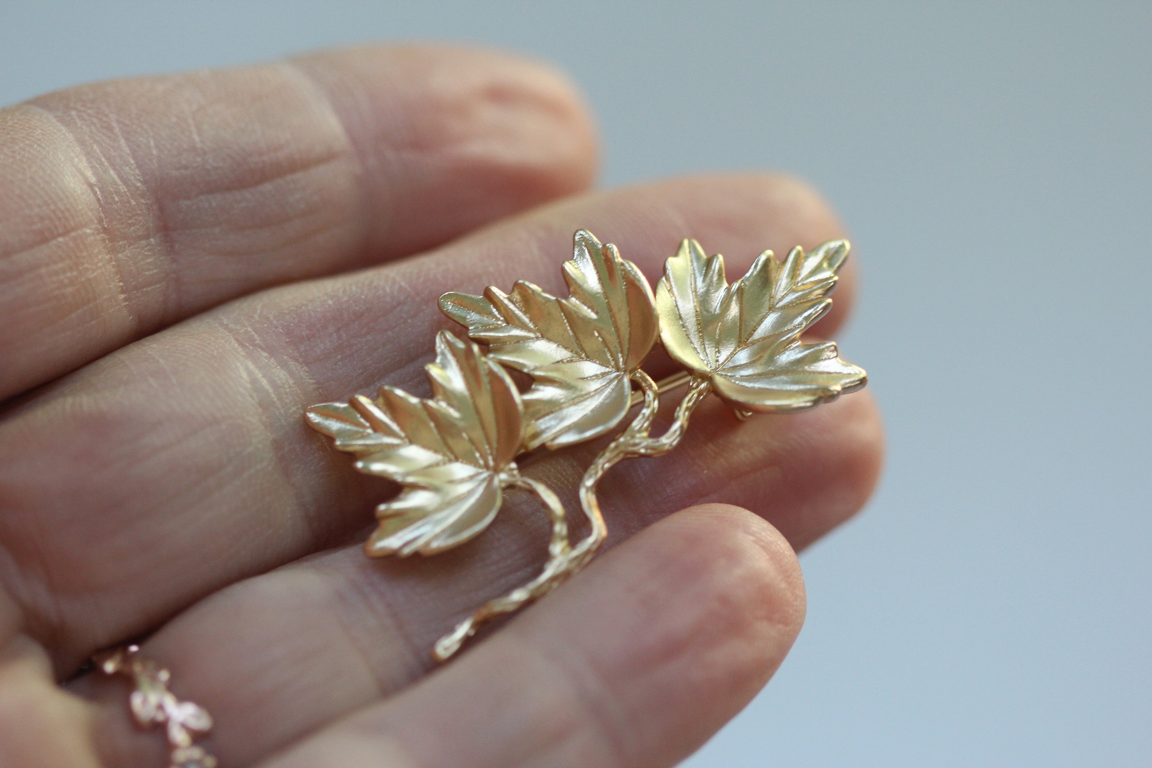 Triple Maple Leaves Brooch
