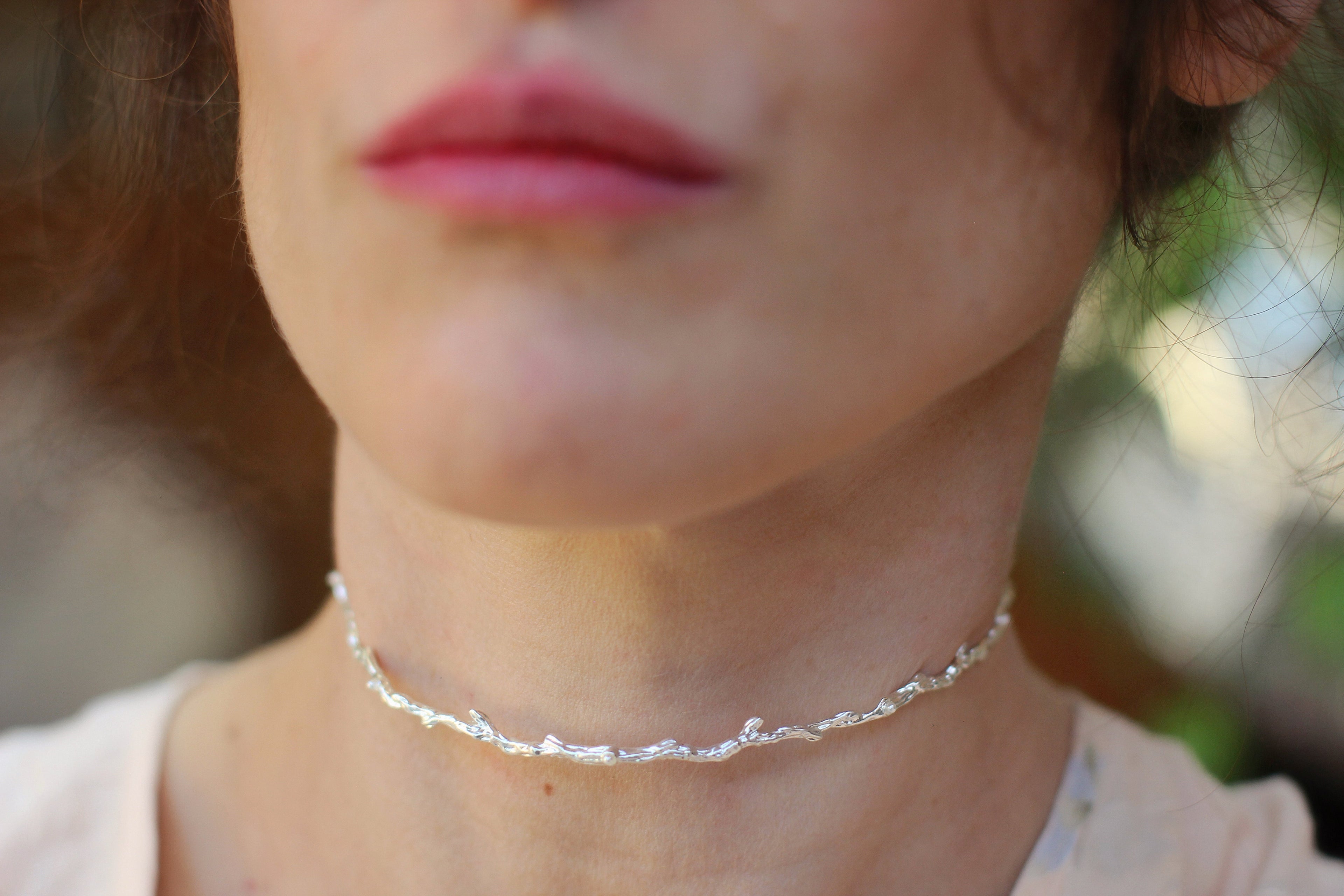 Rustic Branch with Seed Pearls Choker