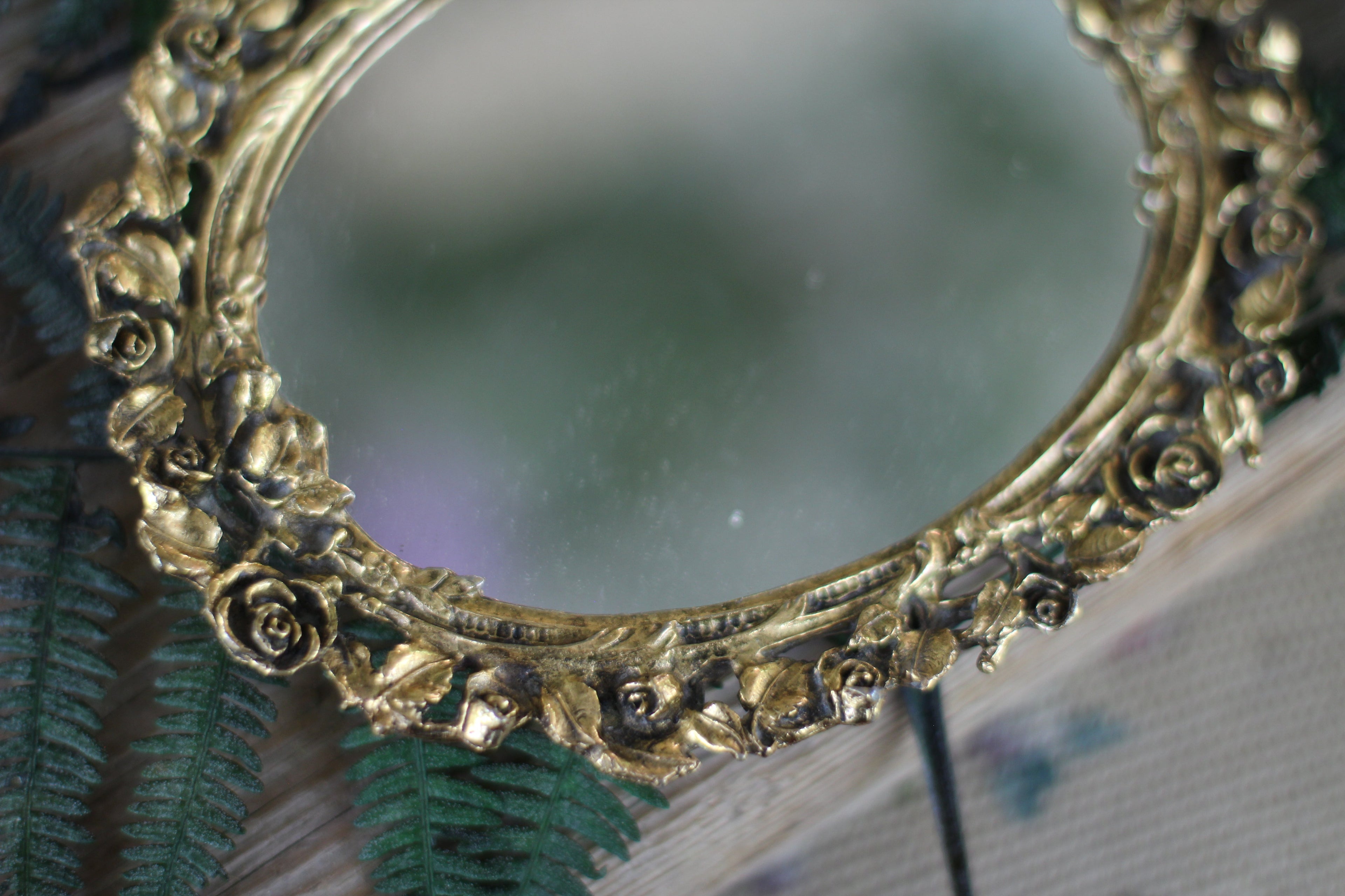 Antique Tiny Roses Matson Mirror Tray