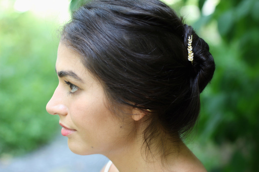 Crystal Leaves Hair Prong