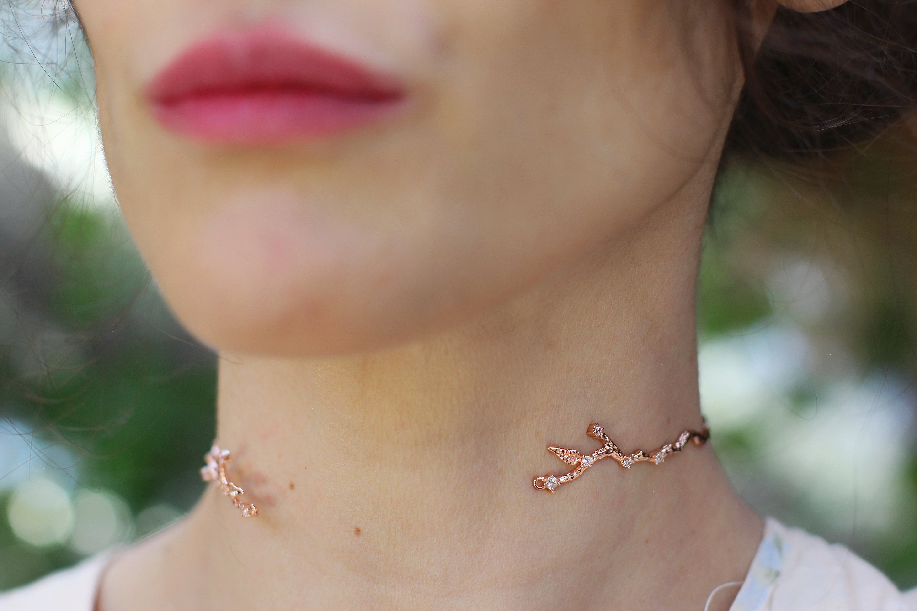 Rustic Branch with Crystals Choker