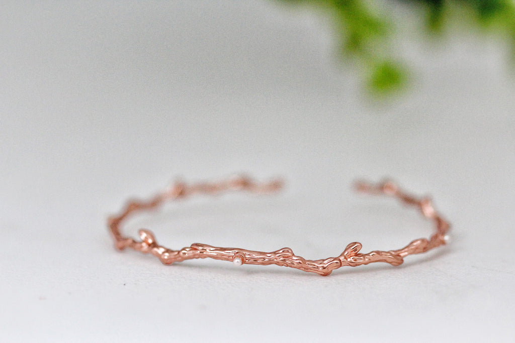 Rustic Dainty Branch Pearls Bracelet