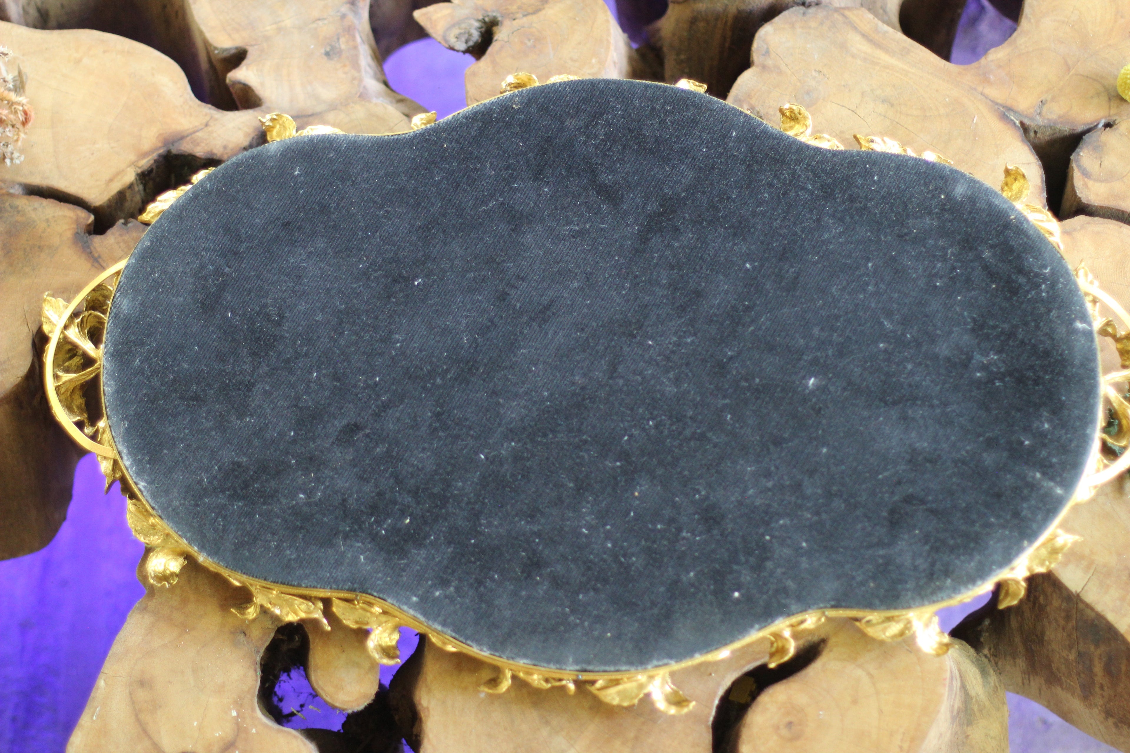 Antique Large Impressive Leaves Mirror Tray