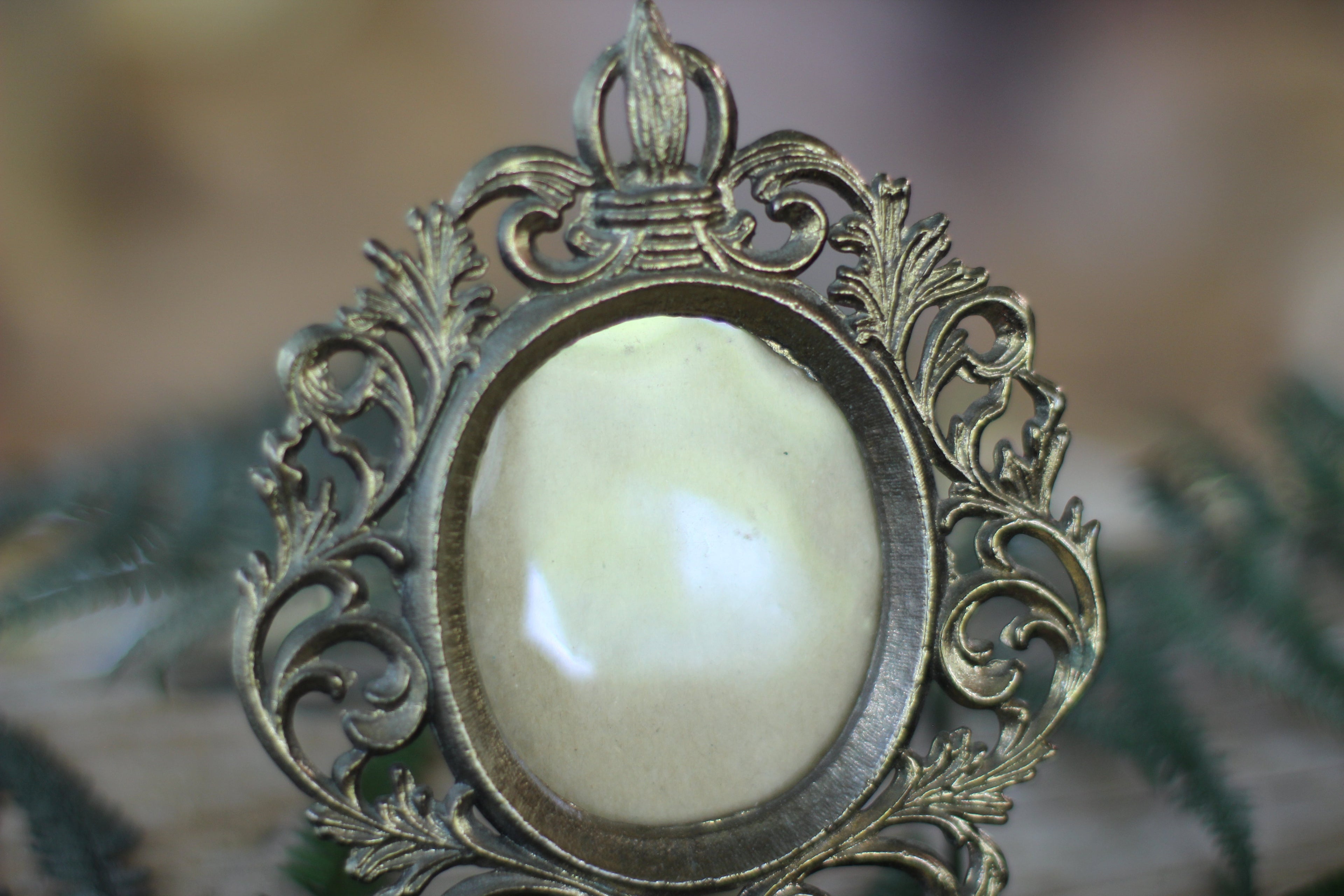 Antique Little Victorian Bronze Mirror Frame