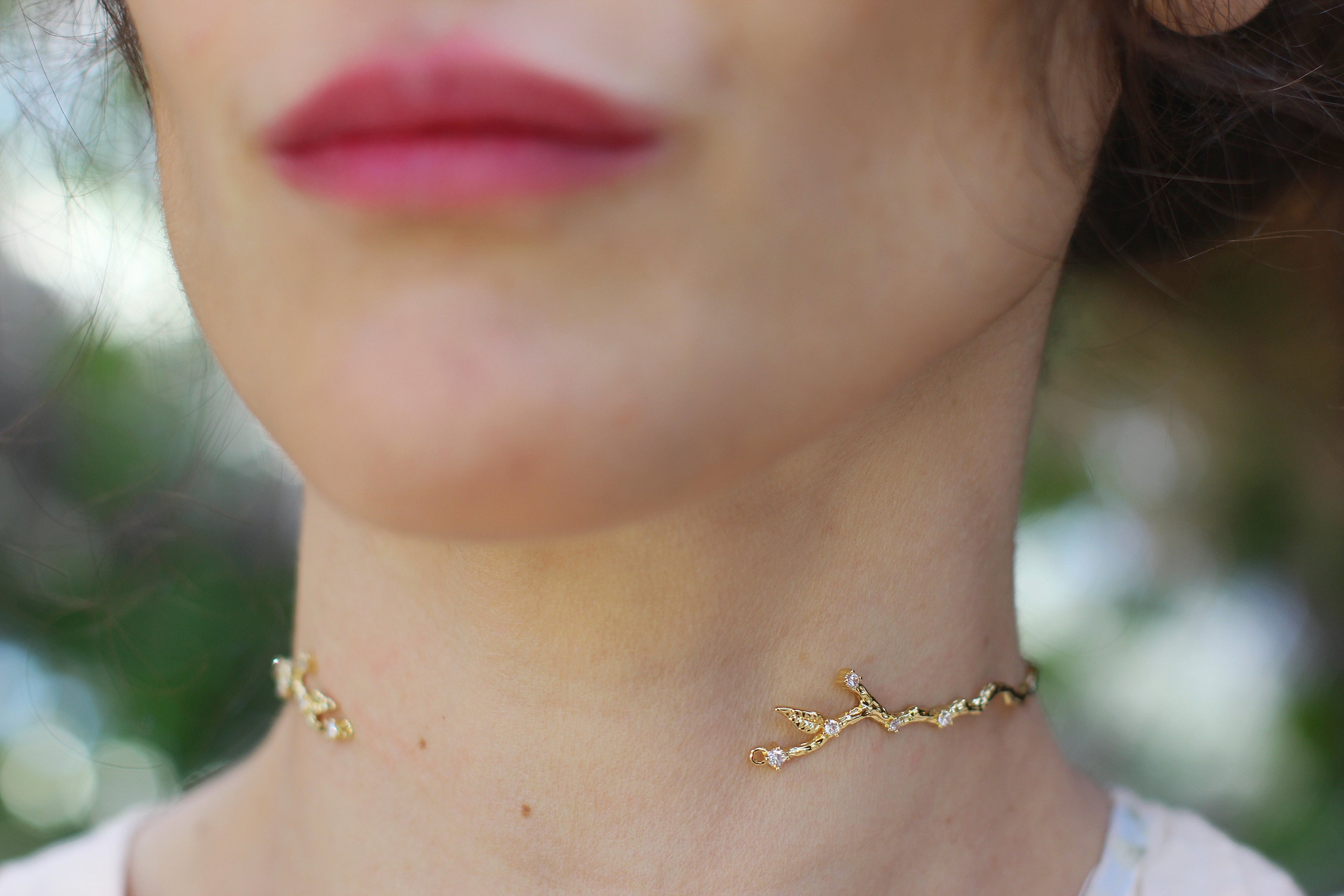 Rustic Branch with Crystals Choker