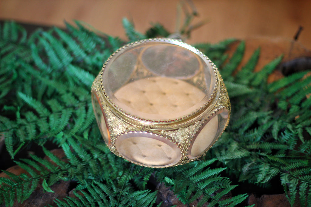 Vintage Bronze Filigree Jewelry Casket