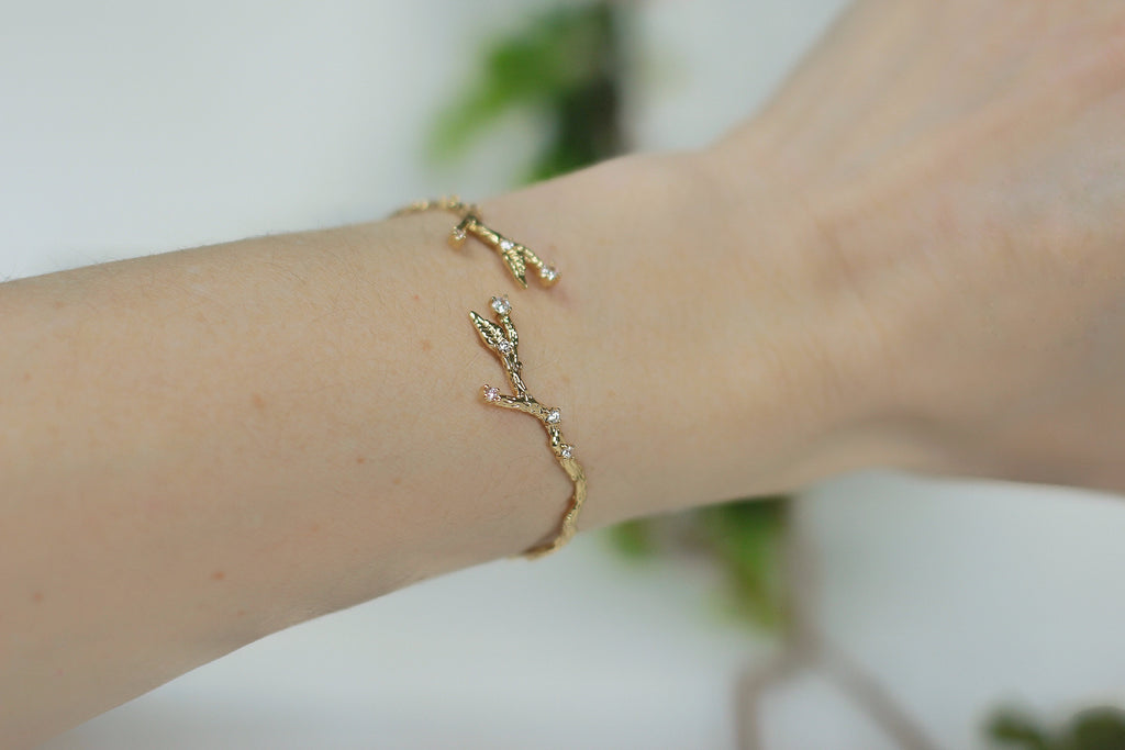 Rustic Dainty Branch Crystals Bracelet
