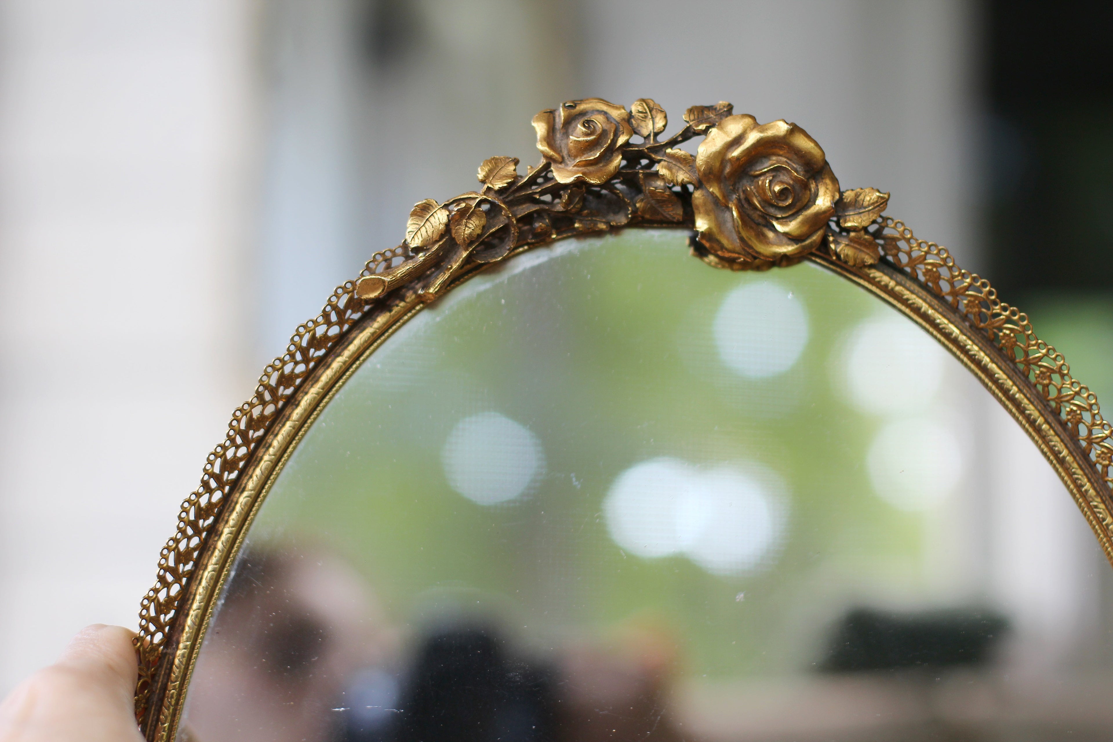 Antique Roses Mirror Tray