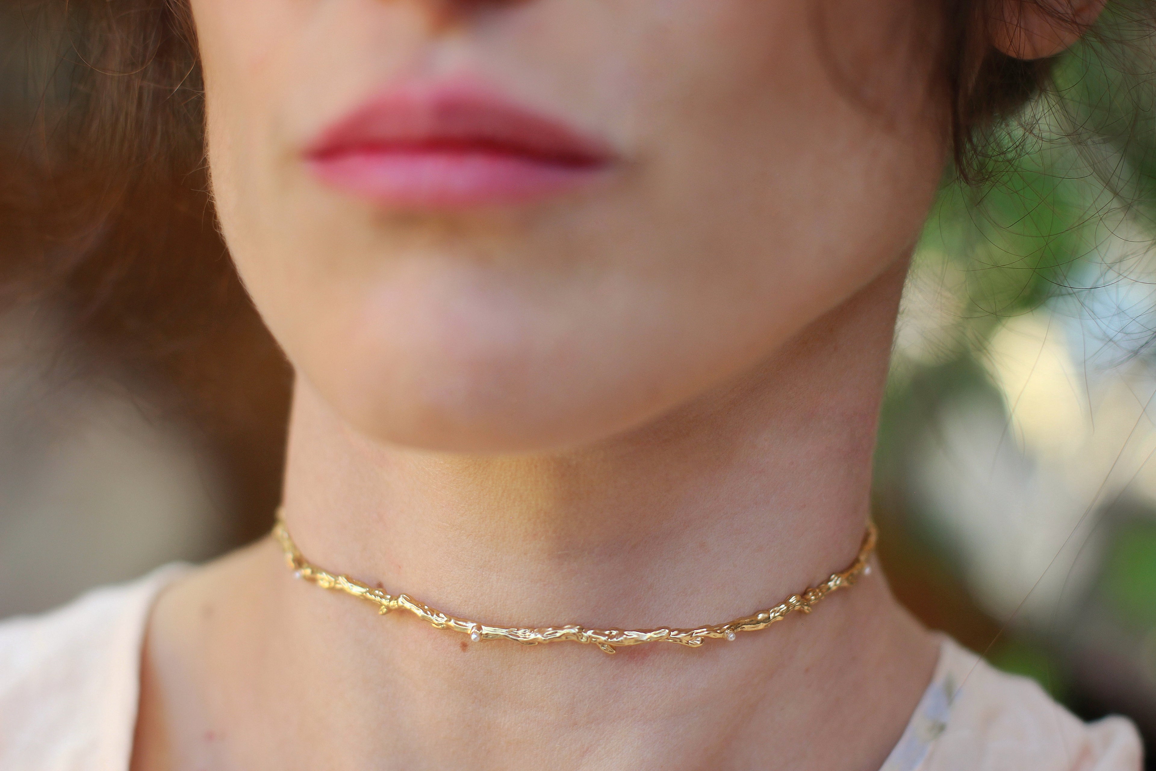 Rustic Branch with Seed Pearls Choker