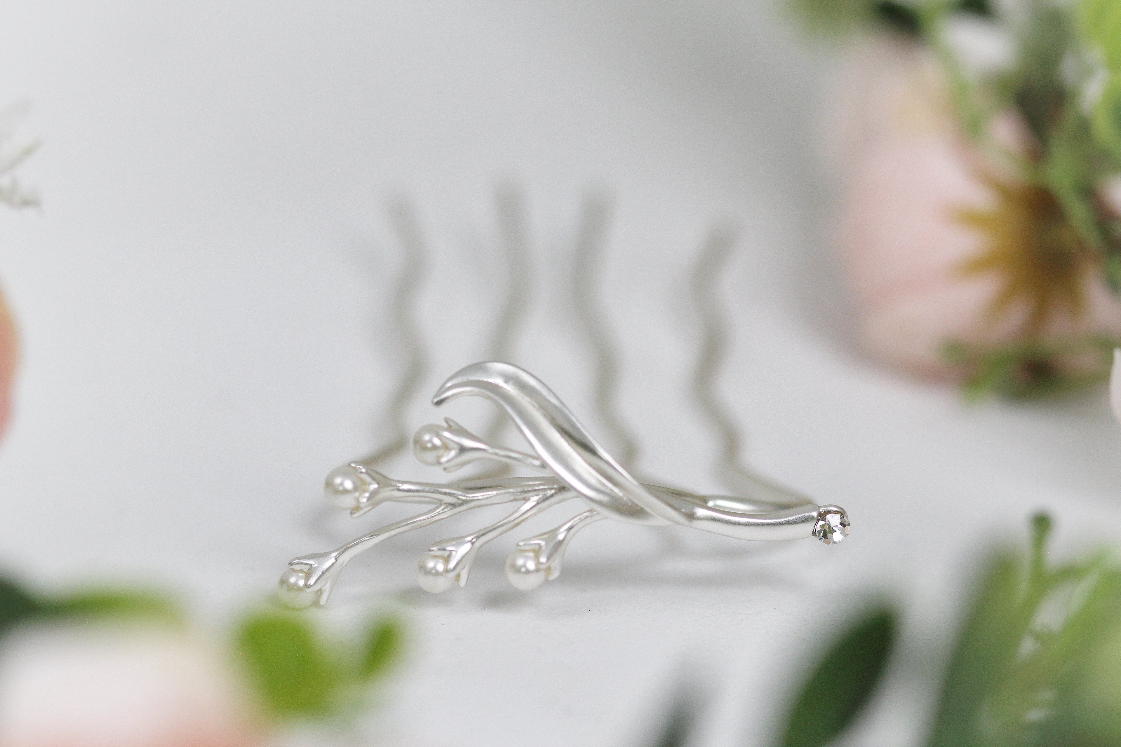 Pearls Lily of the Valley Bouquet Floral Hair Prong