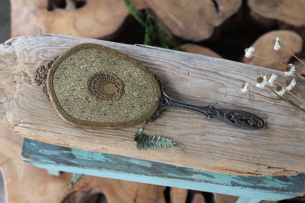 Antique Seashell Nautical Hand Mirror