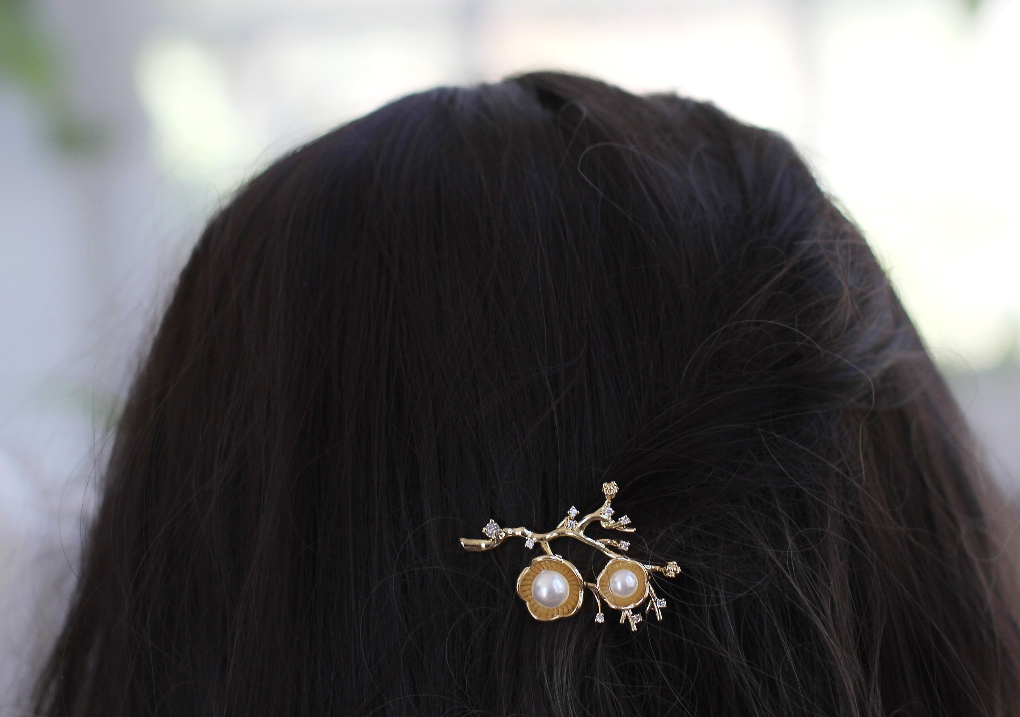 Hibiscus Flowers Pearls & Crystals Barrette