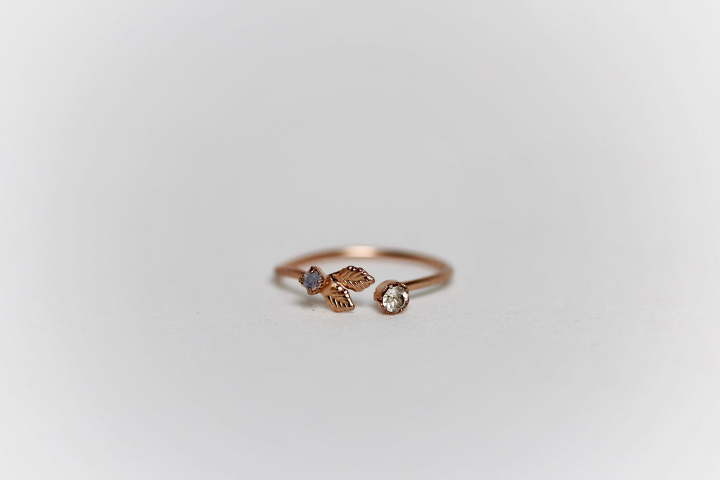 Ariel Crystals Leaves Ring