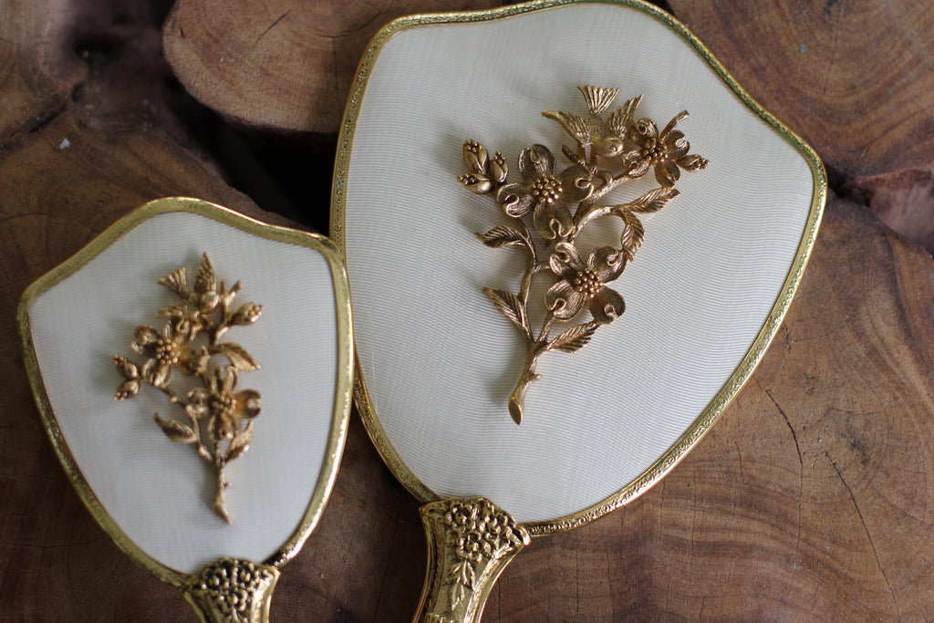 Antique Raised Dogwood & Birds Vanity Set