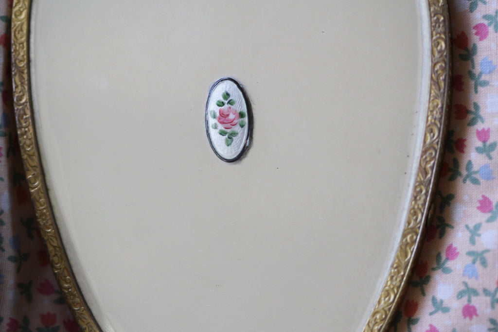 Antique Mirrored Guilloche Rose Vanity Set