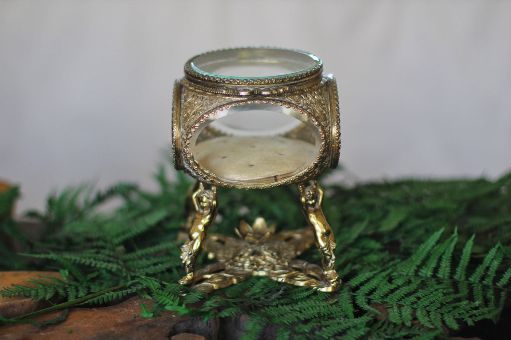 Antique Pedestal Cherubs Jewelry Box