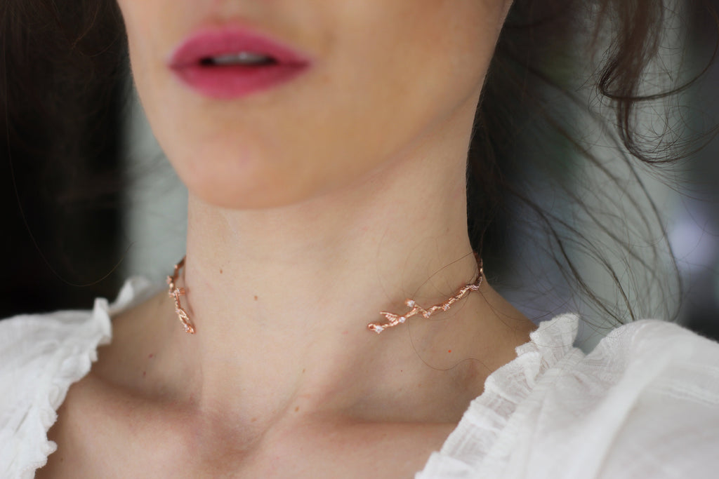 Rustic Branch with Crystals Choker