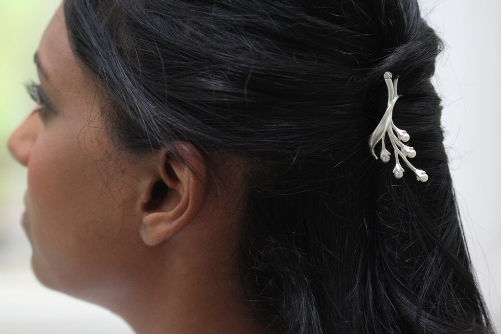 Pearls Lily of the Valley Bouquet Floral Hair Prong