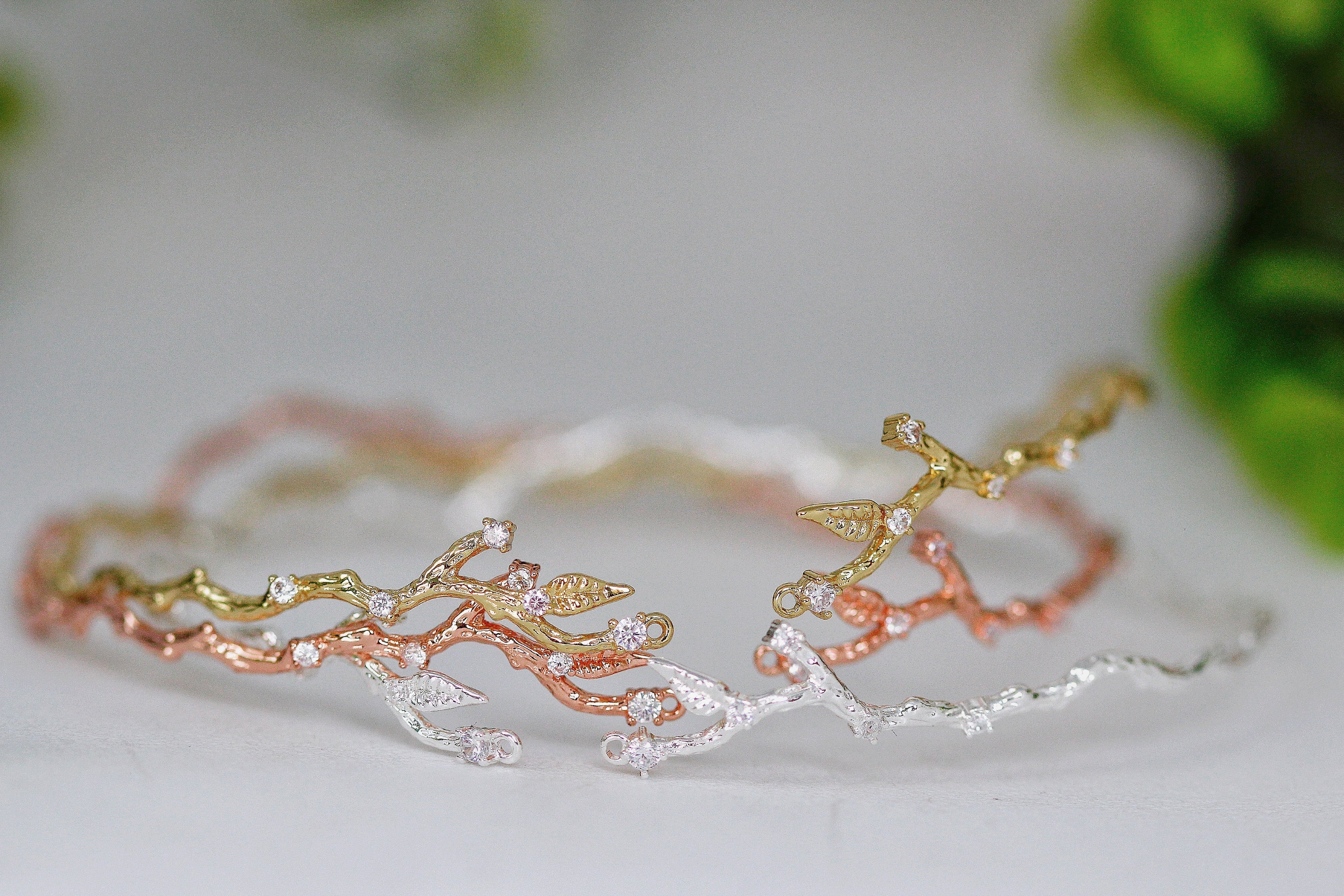 Rustic Branch with Crystals Armband