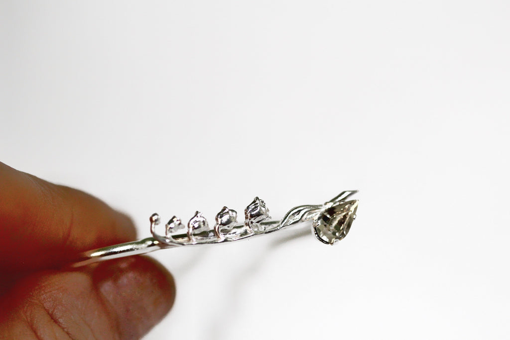 Dainty Crystal Lily of the Valley Floral Hair Prong