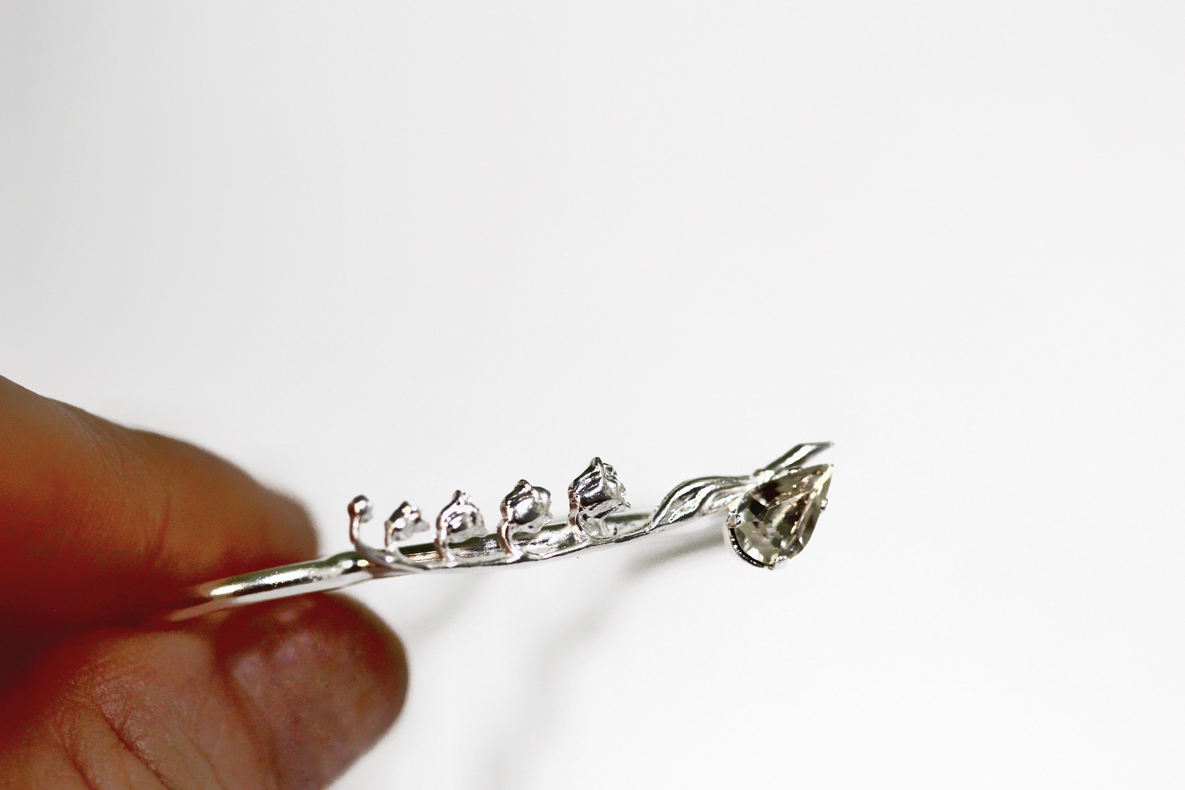 Dainty Crystal Lily of the Valley Floral Hair Prong