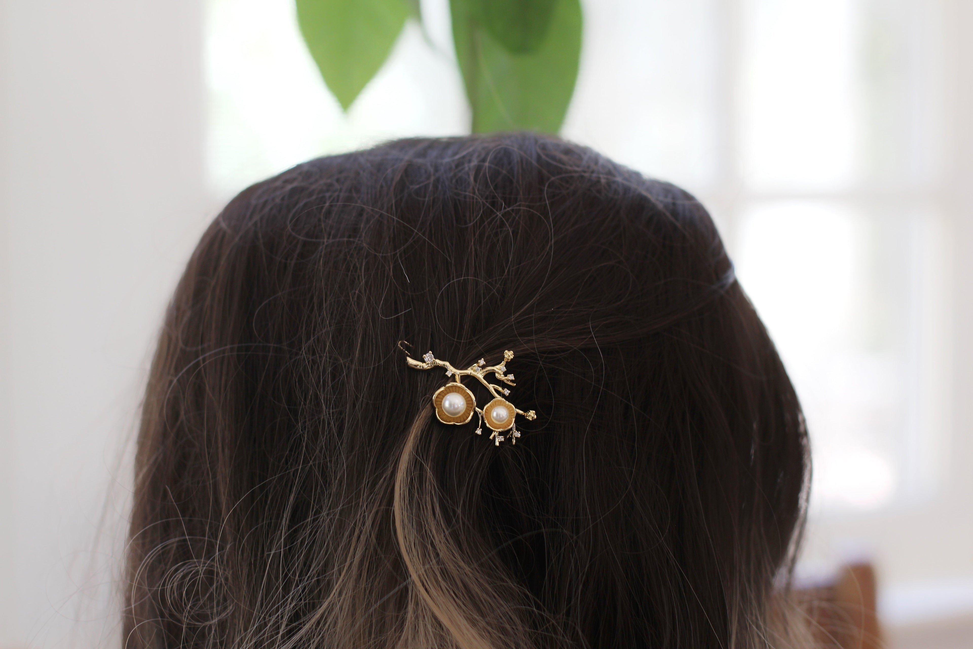 Hibiscus Flowers Pearls & Crystals Barrette