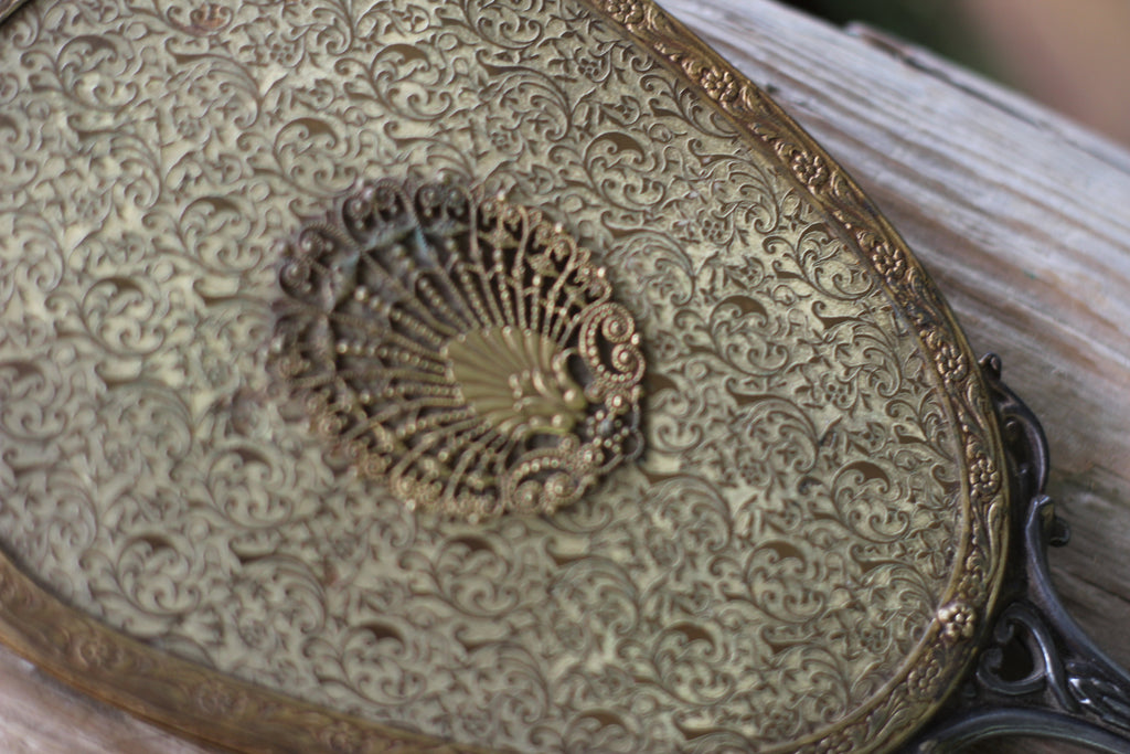 Antique Seashell Nautical Hand Mirror