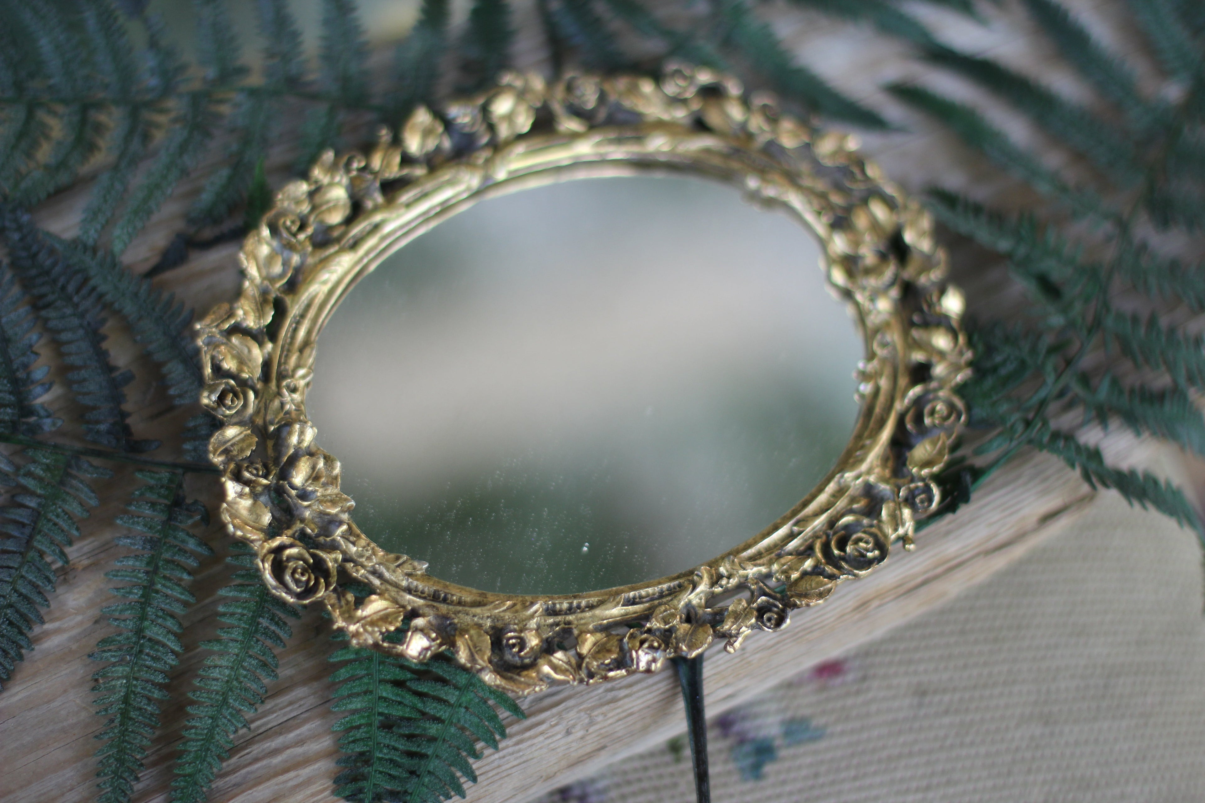 Antique Tiny Roses Matson Mirror Tray