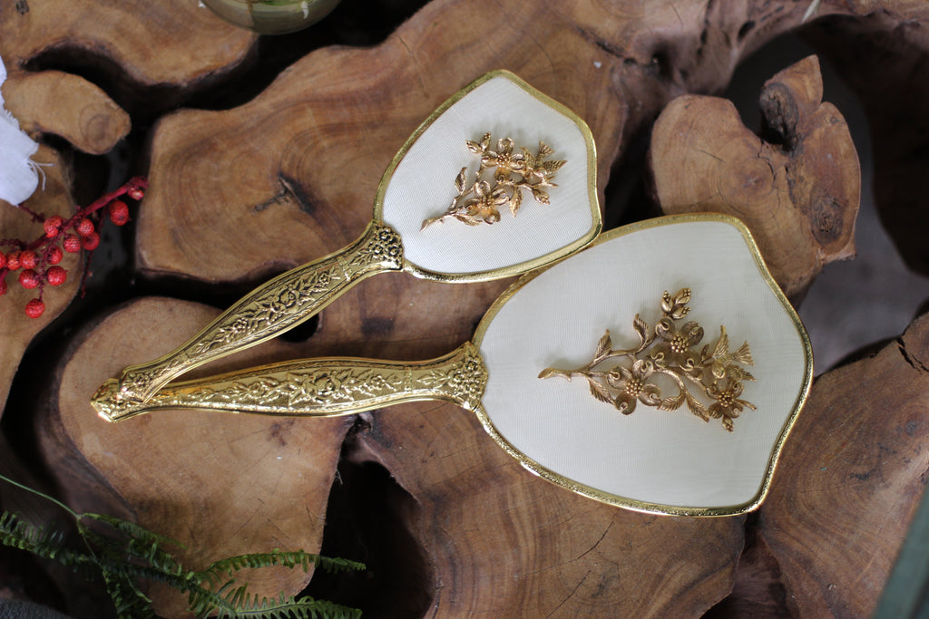 Antique Raised Dogwood & Birds Vanity Set