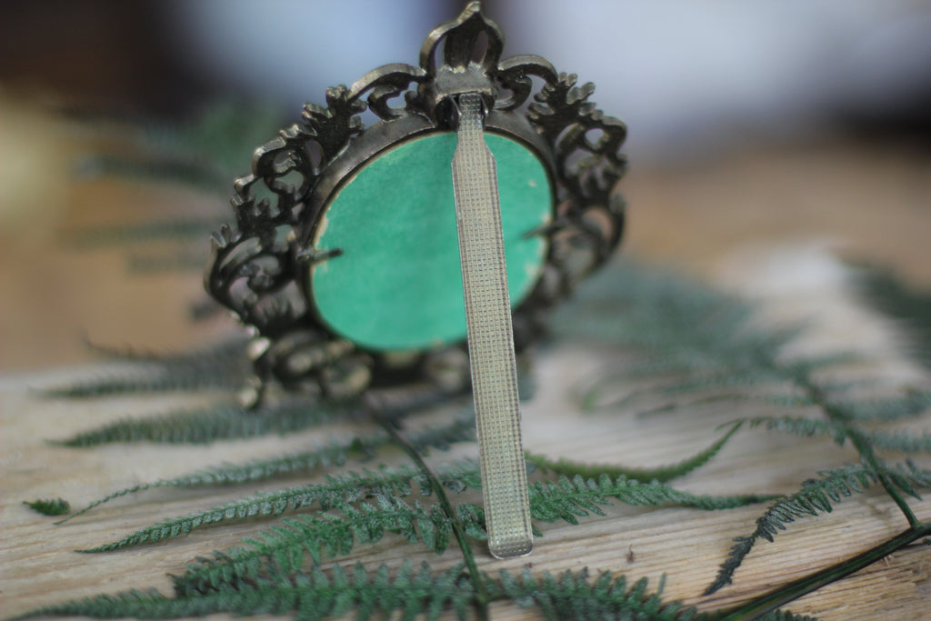 Antique Little Victorian Bronze Mirror Frame