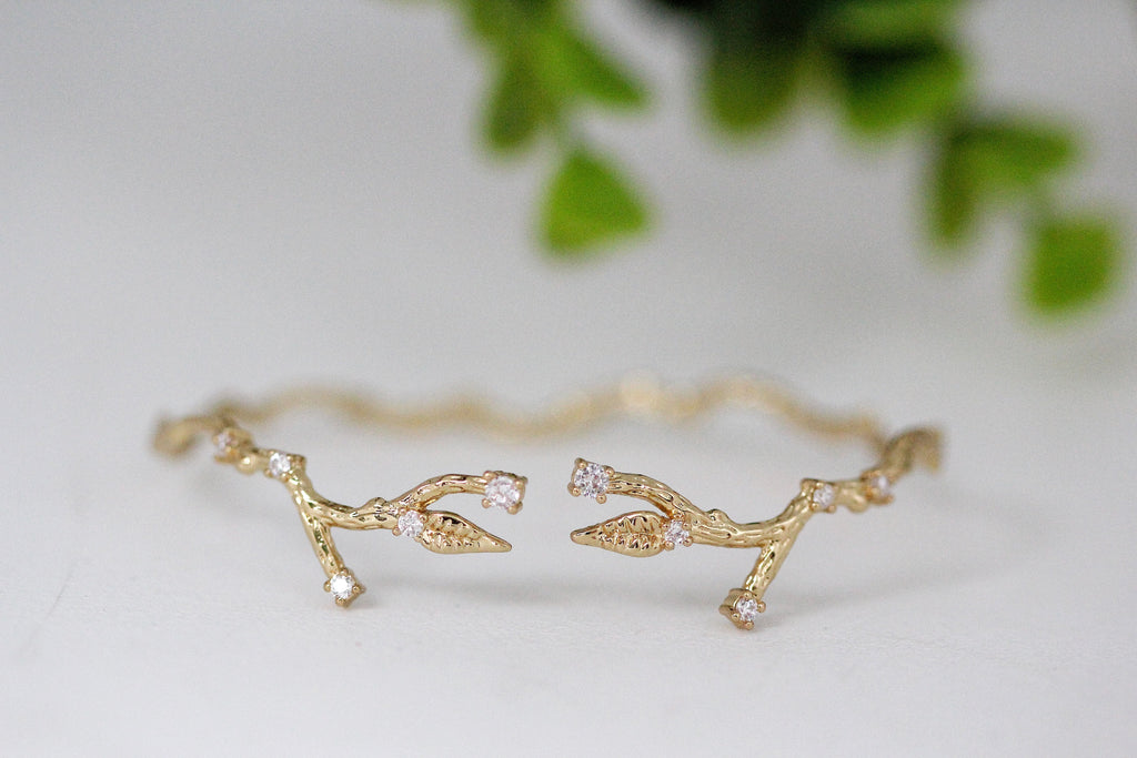 Rustic Dainty Branch Crystals Bracelet