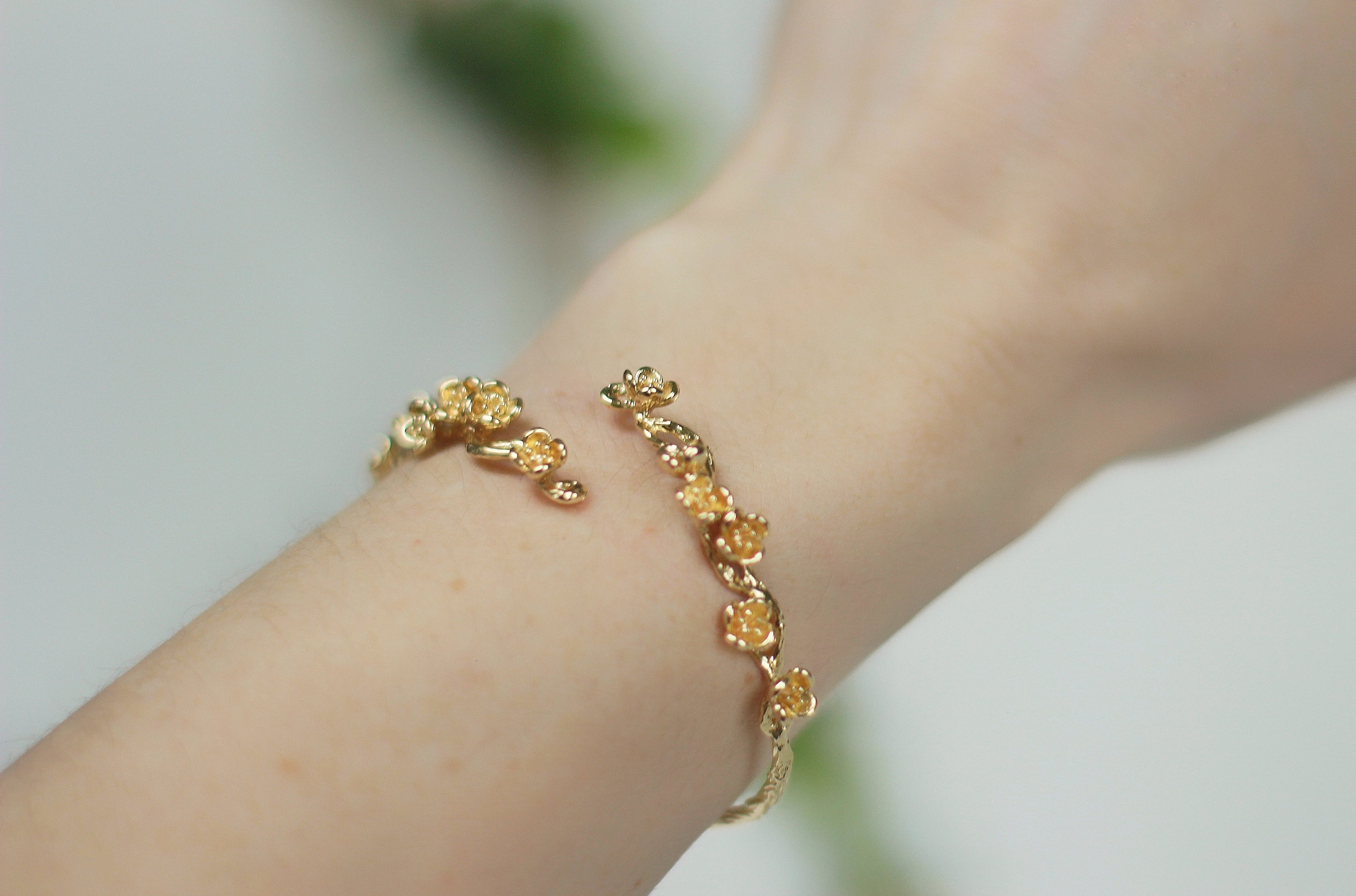 Cherry Blossom/Sakura Floral Branch Bracelet