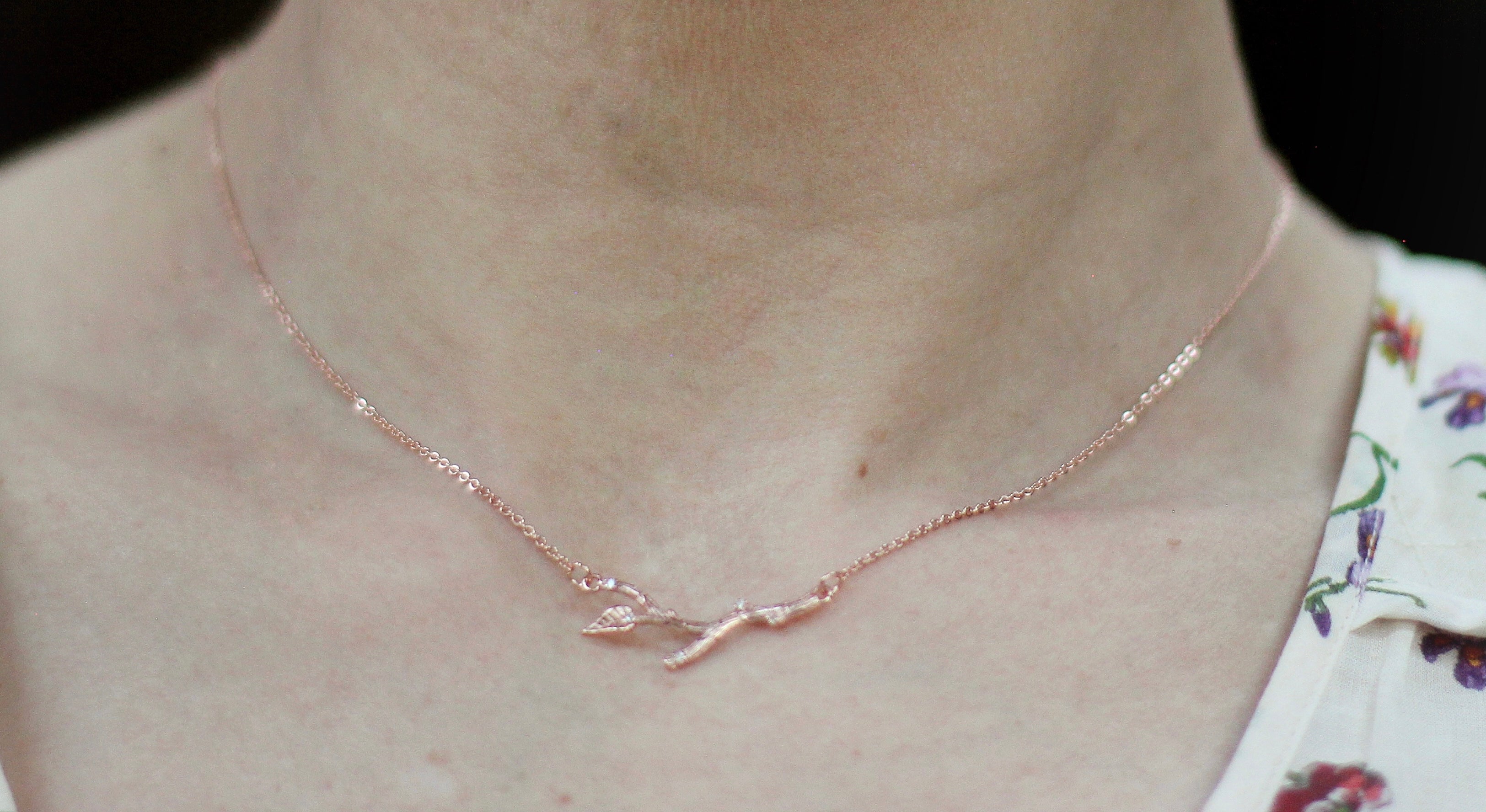 Crystals Branch with Leaf Necklace