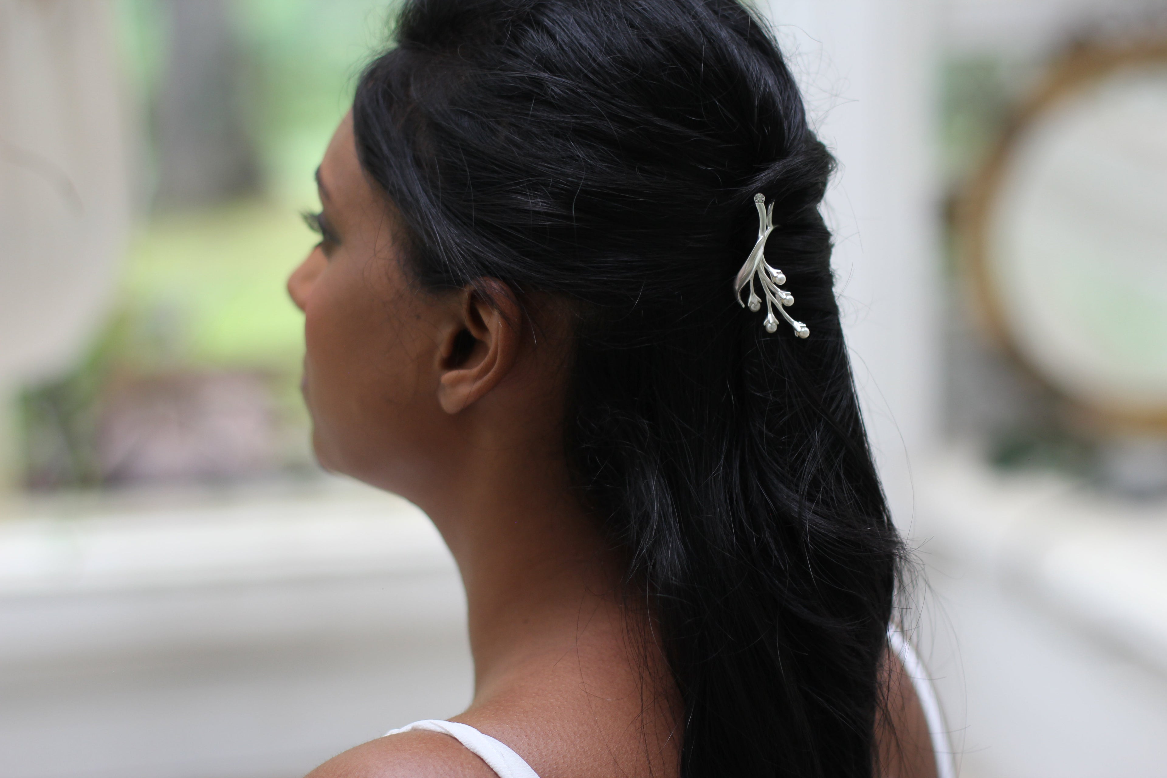 Pearls Lily of the Valley Bouquet Floral Hair Prong