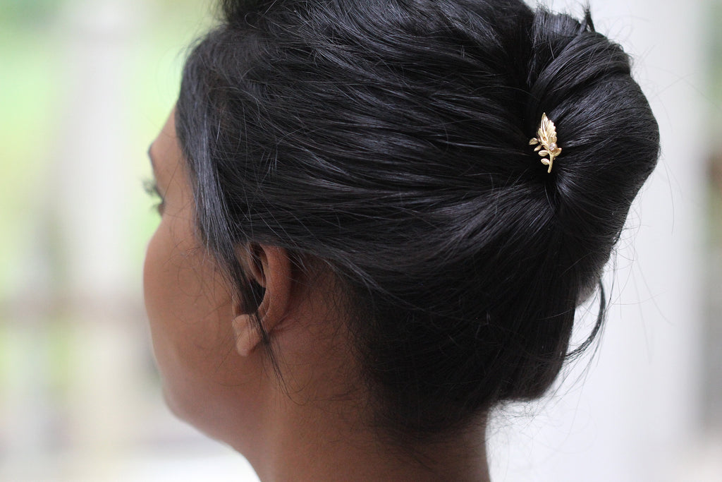 Gia Twig Crystal Leaf Hair Pin