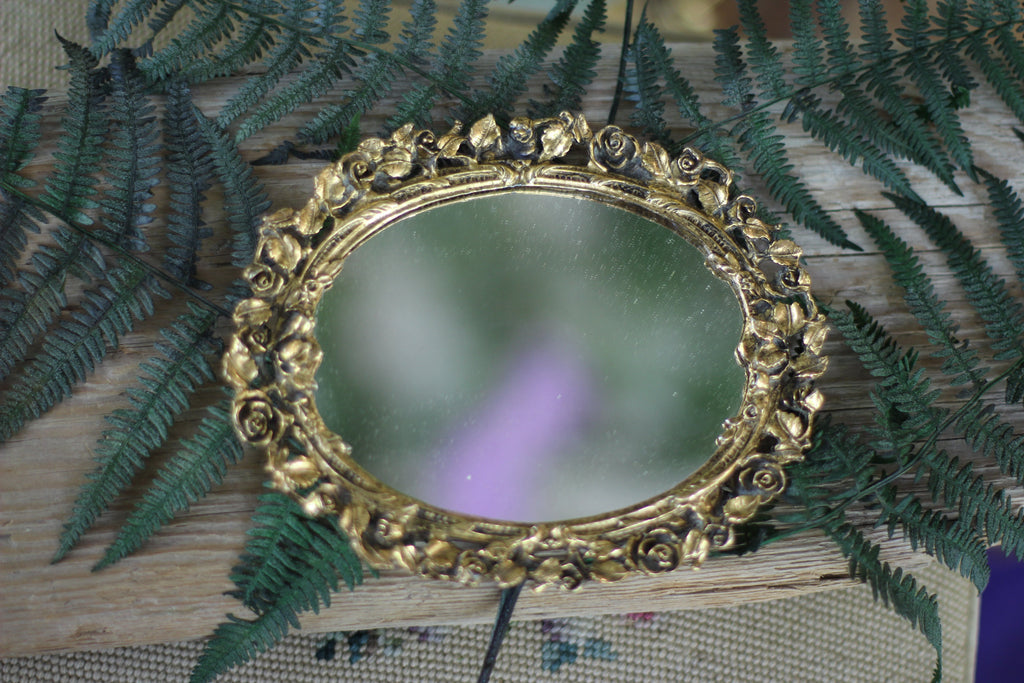 Antique Tiny Roses Matson Mirror Tray