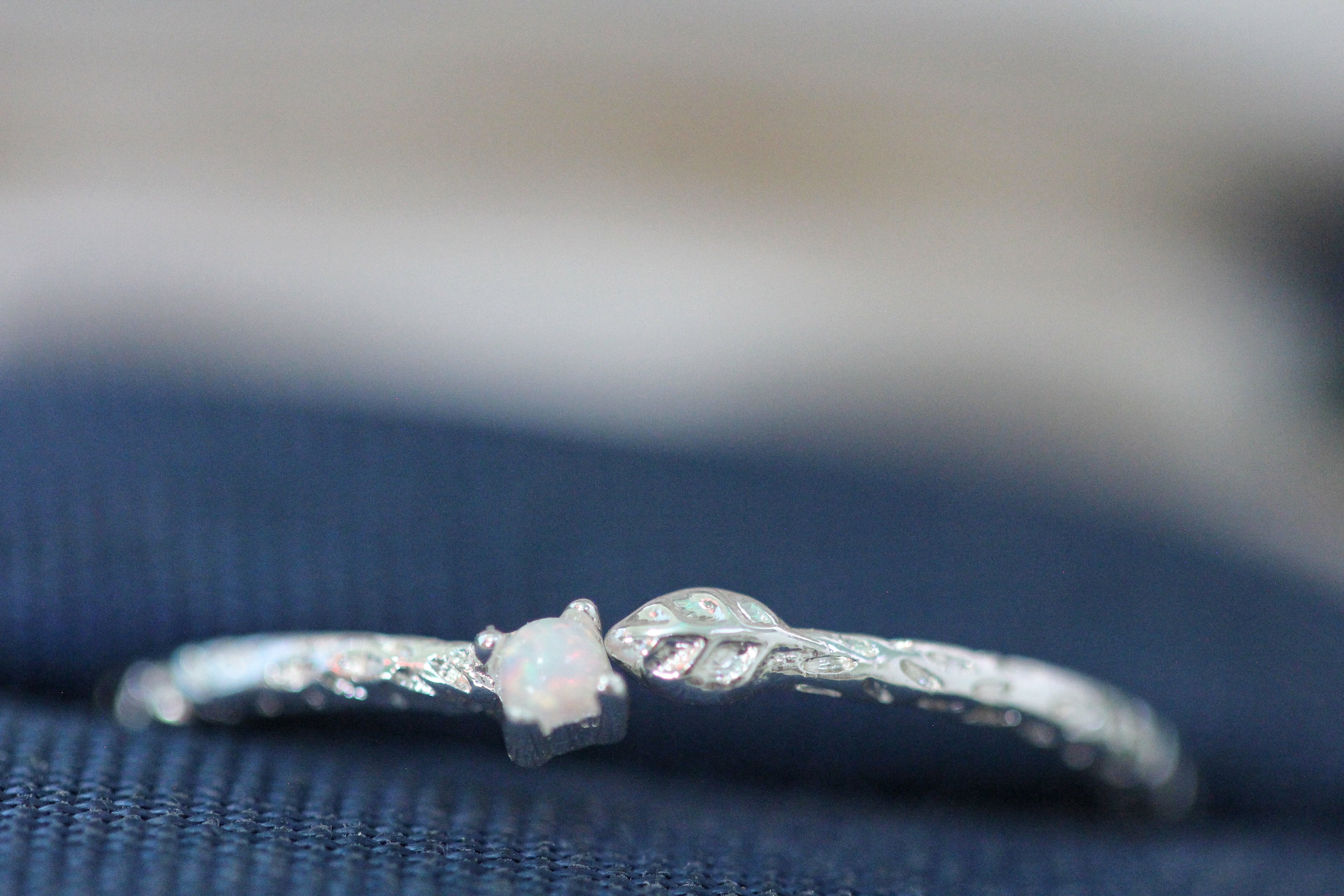 Tiny Leaf & Opal Ring