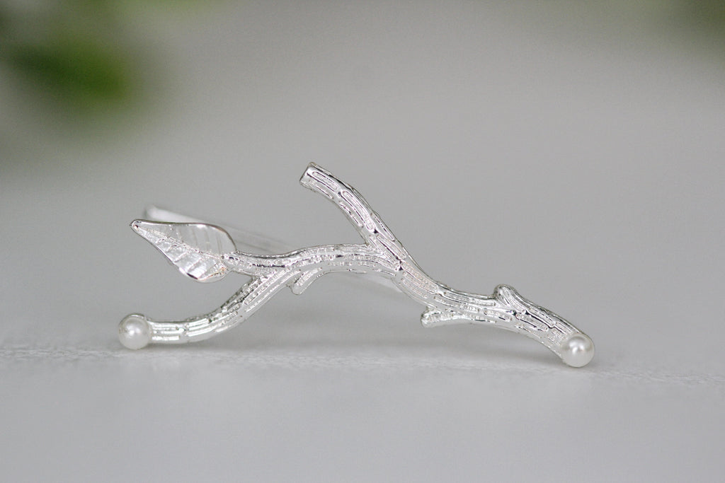 Rustic Branches with Pearls Ear Climbers / Earrings - Pair