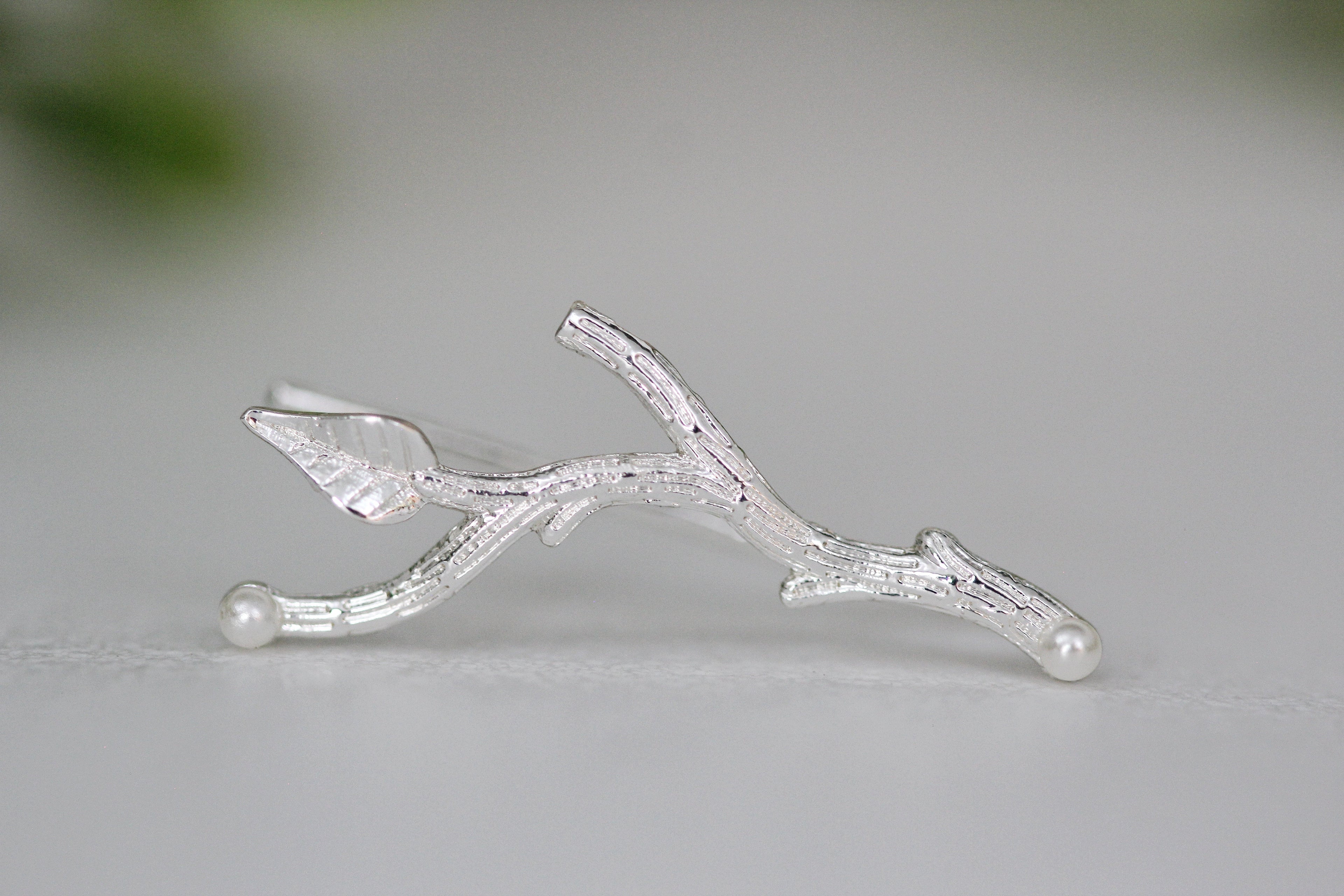 Rustic Branches with Pearls Ear Climbers / Earrings - Pair