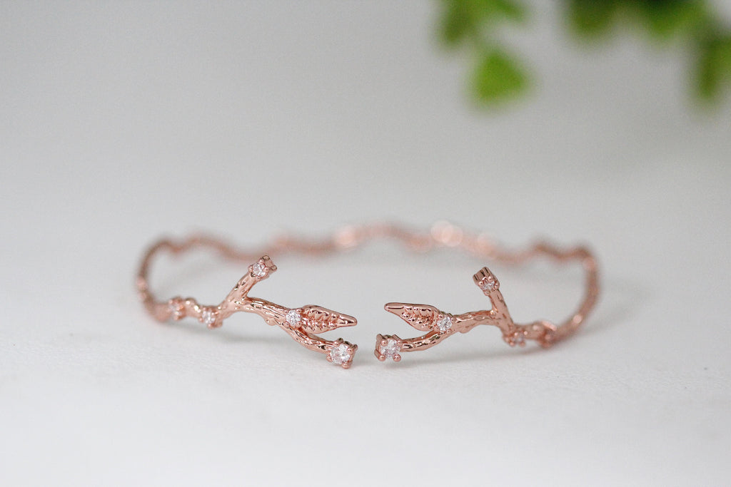 Rustic Dainty Branch Crystals Bracelet